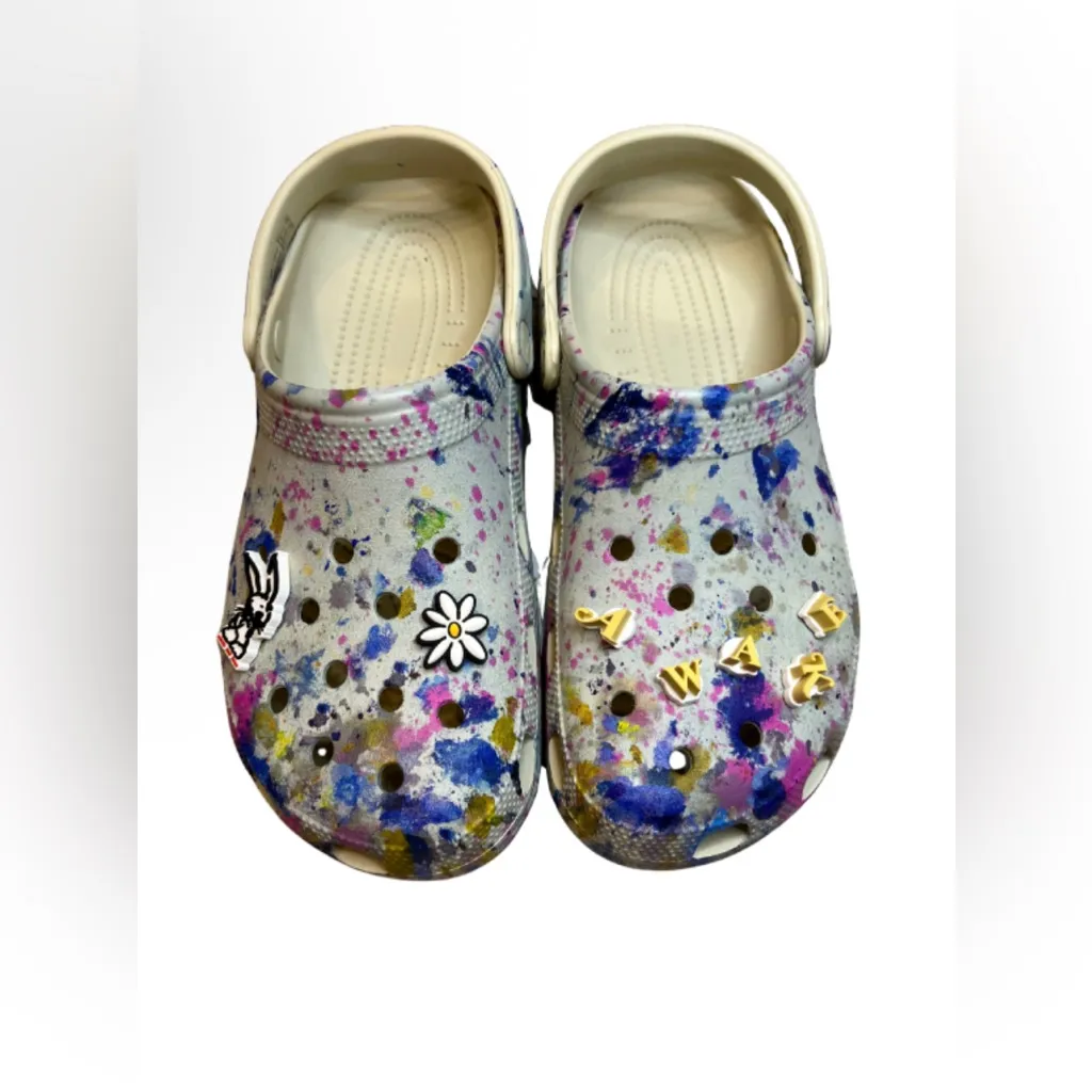 NWT and Box Awake x Crocs Clogs Classic Paint Drip 207943-90H Adult Unisex - Image 3