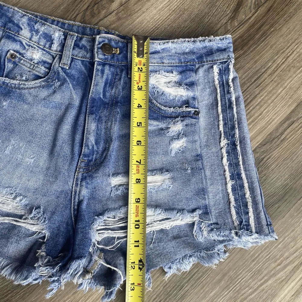 Zara Hi-Rise Cut Off Distressed Shorts Women's Size 4 Daisy Dukes Raw‎ Hem - Image 8