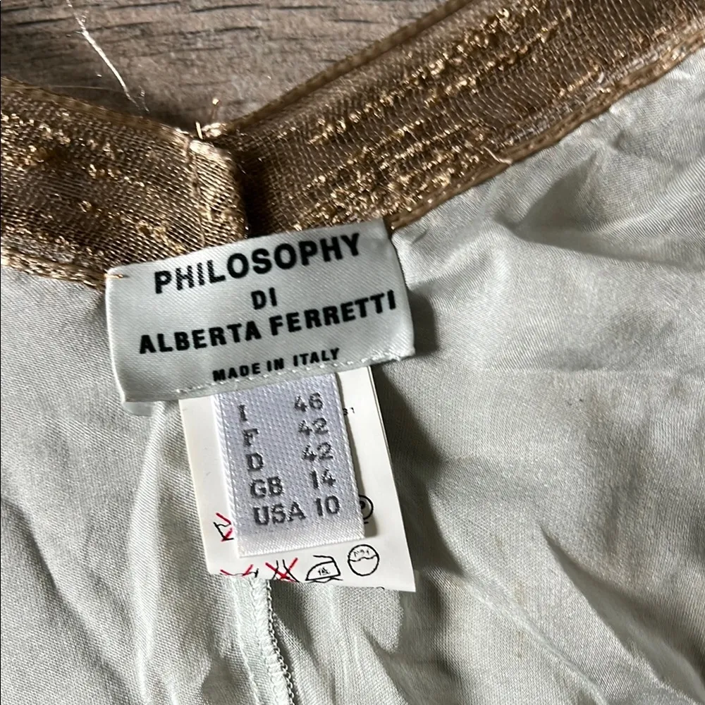 Philosophy di Alberta Ferretti Cream Flutter Sleeve Blouse Tan Size 10 - Image 9