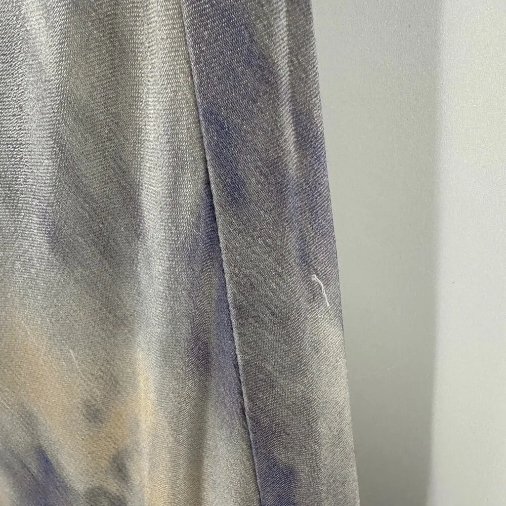 Urban Outfitters Cream Blue Tie Dye Satin Side Zip Casual Maxi Skirt Size 2 - Image 8