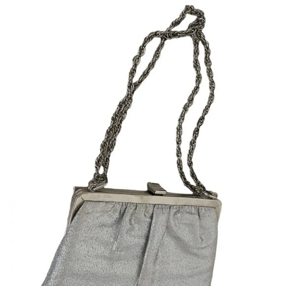 SILVER Evening Bag Long Or Short Chain Attached Change Purse - Image 8