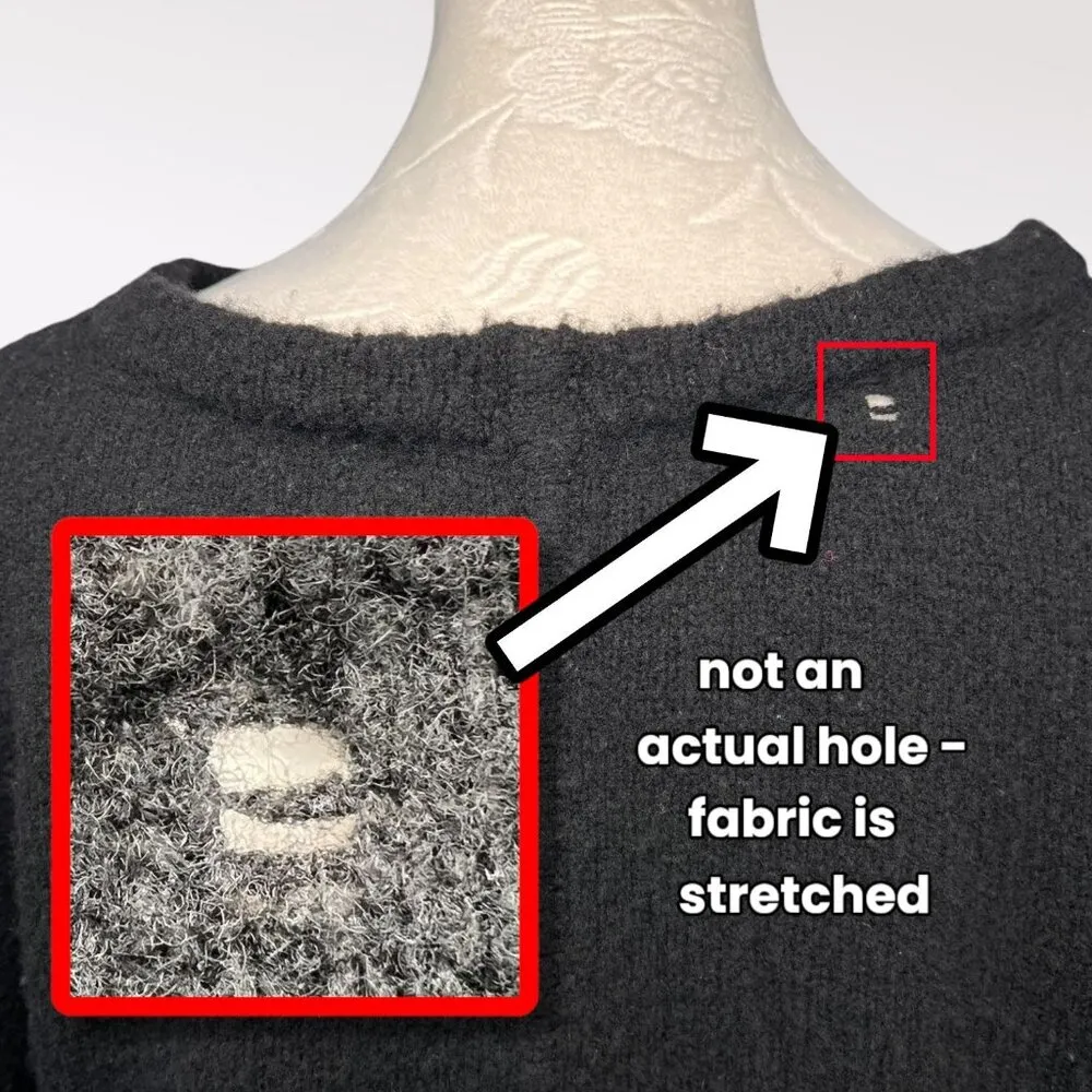 Inhabit Black Wool & Cashmere Blend Sweater Lightweight Relaxed Fit Large - Image 10