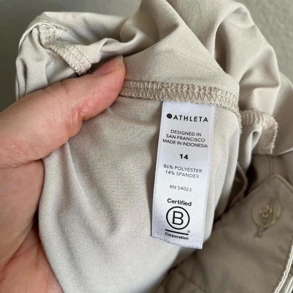 Athleta Skyline Pant II Ivory Belted Athleisure Travel Trousers Size 14 - Image 11