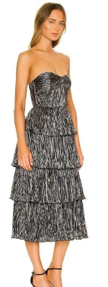 Lovers + Friends  Mya Midi Dress in Pewter Shimmer - Image 9