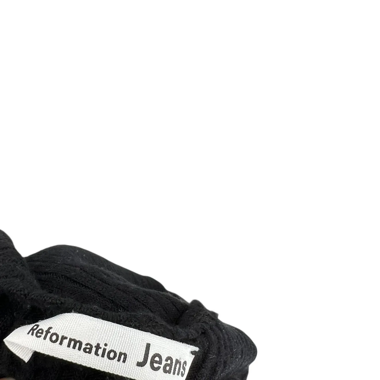 Reformation Jeans Mini Tank Dress‎ Ribbed Double V-Neck Black Tencel Size Large - Image 9