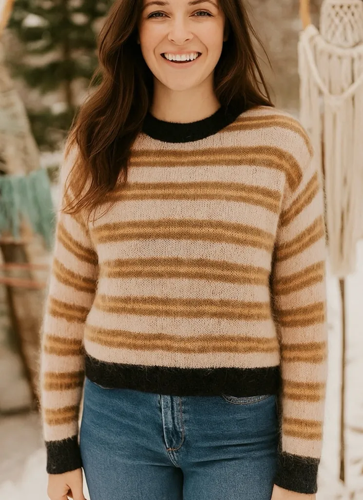 Scotch & Soda Blizzard Lizzard mohair lightweight striped pullover sweater, S - Image 1