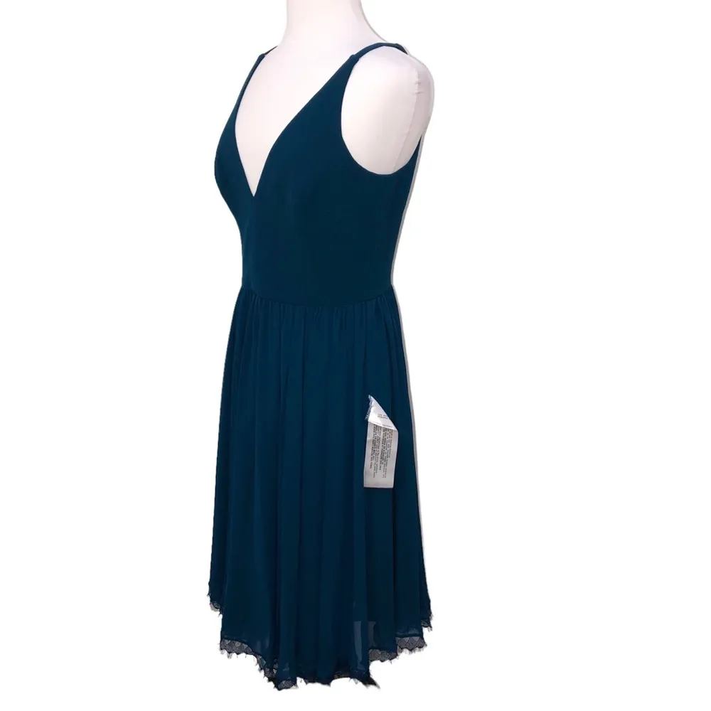 Dress the Population Alicia Chiffon Cocktail Dress in Peacock Blue Large NWT - Image 4