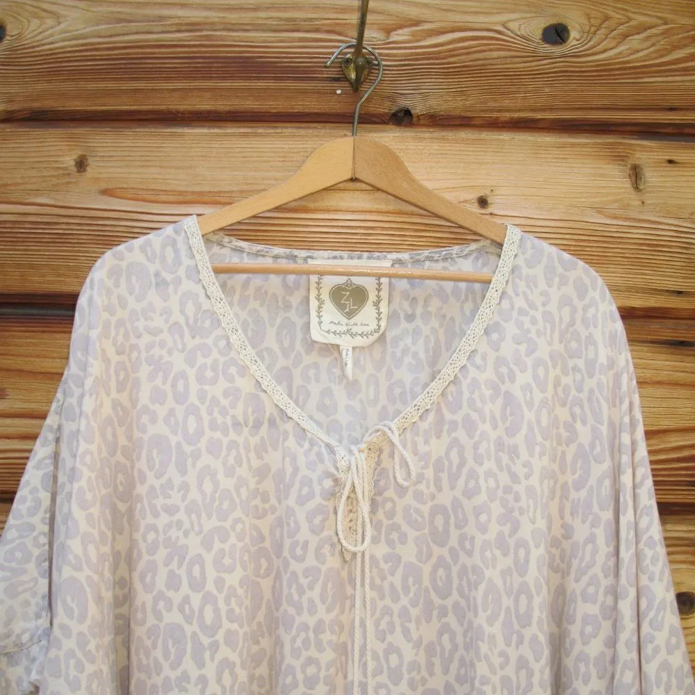 Z & L Europe Cheetah Print Tassel Boho Cover Up Top S M L XL One Size Gray Size undefined - Image 5