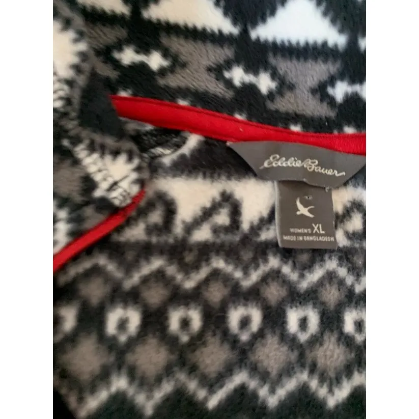 Eddie Bauer 1/2 zip Fleece pullover geometric XL women's - Image 9