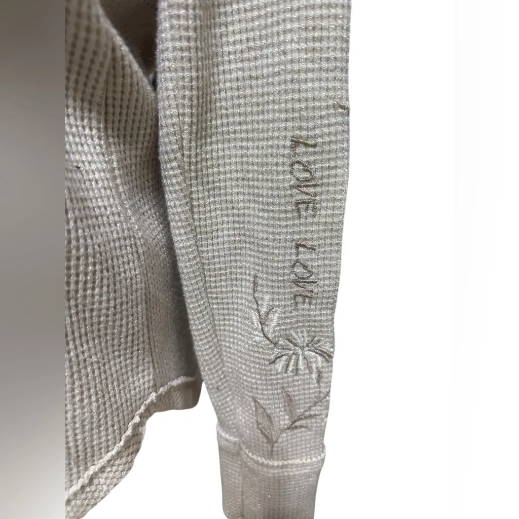 Johnny Was Metallic Thermal Hoodie - LAURA Metallic Cream Size XS - Image 6