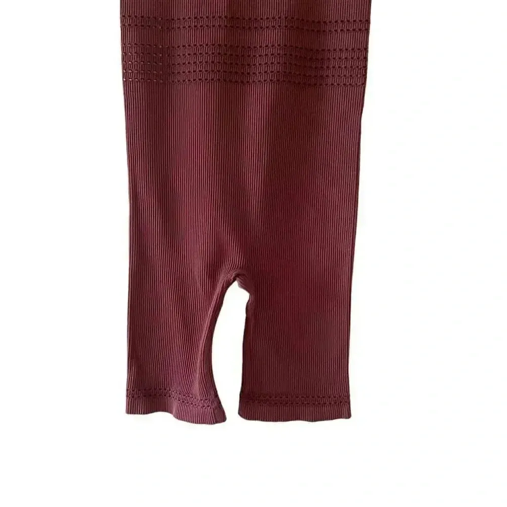 Zara Rust SEAMLESS OPENWORK SHORT JUMPSUIT SZ XS #1699 - Image 5