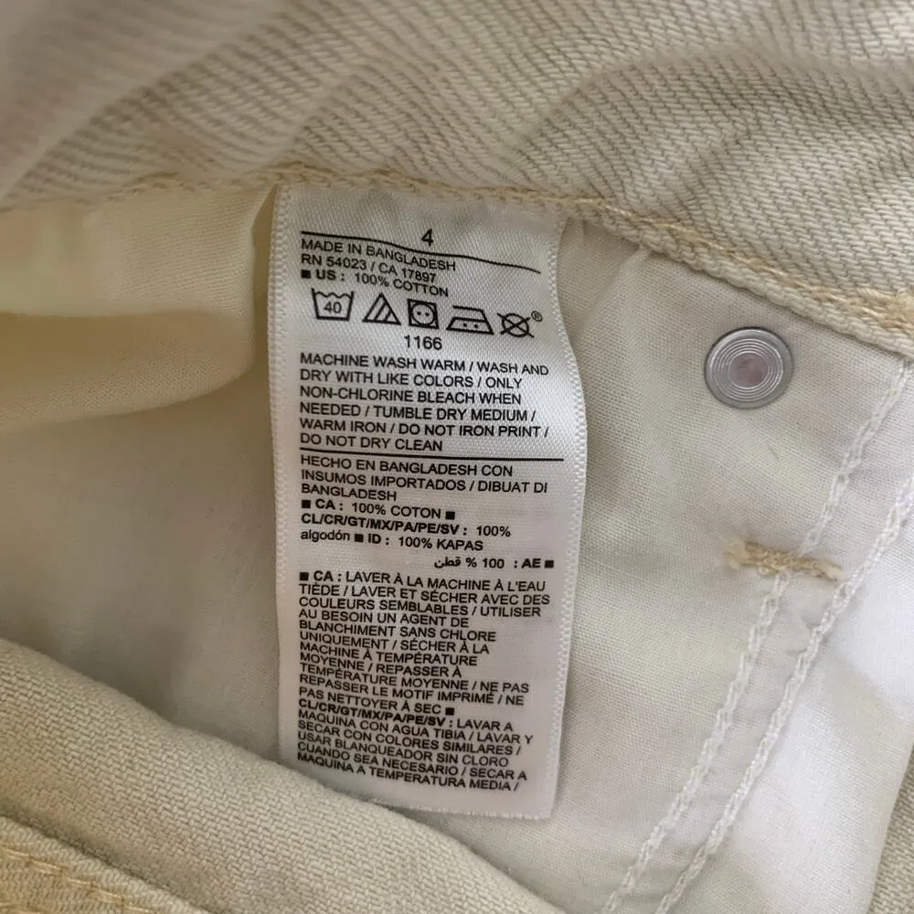 Old Navy Cream Jean Shorts Sz 4 High Rise Slouchy Straight - Image 3