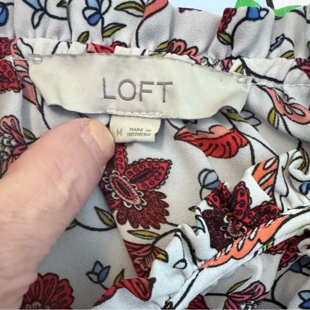 Loft Floral Sleeveless Top Sz M Polyester LN - Image 5