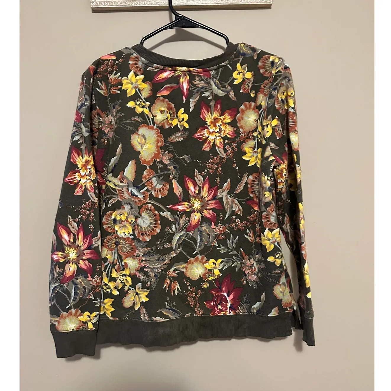 Talbots Women's Brown Floral French Terry Pullover Sweatshirt - Image 5