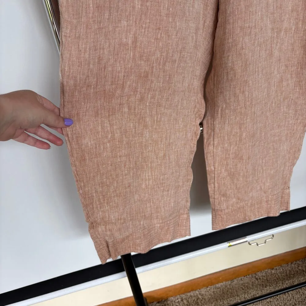J. Jill Pure Linen Brown Elastic Waist Pants Wide Leg Beach Resortwear XL Petite Size undefined - Image 7