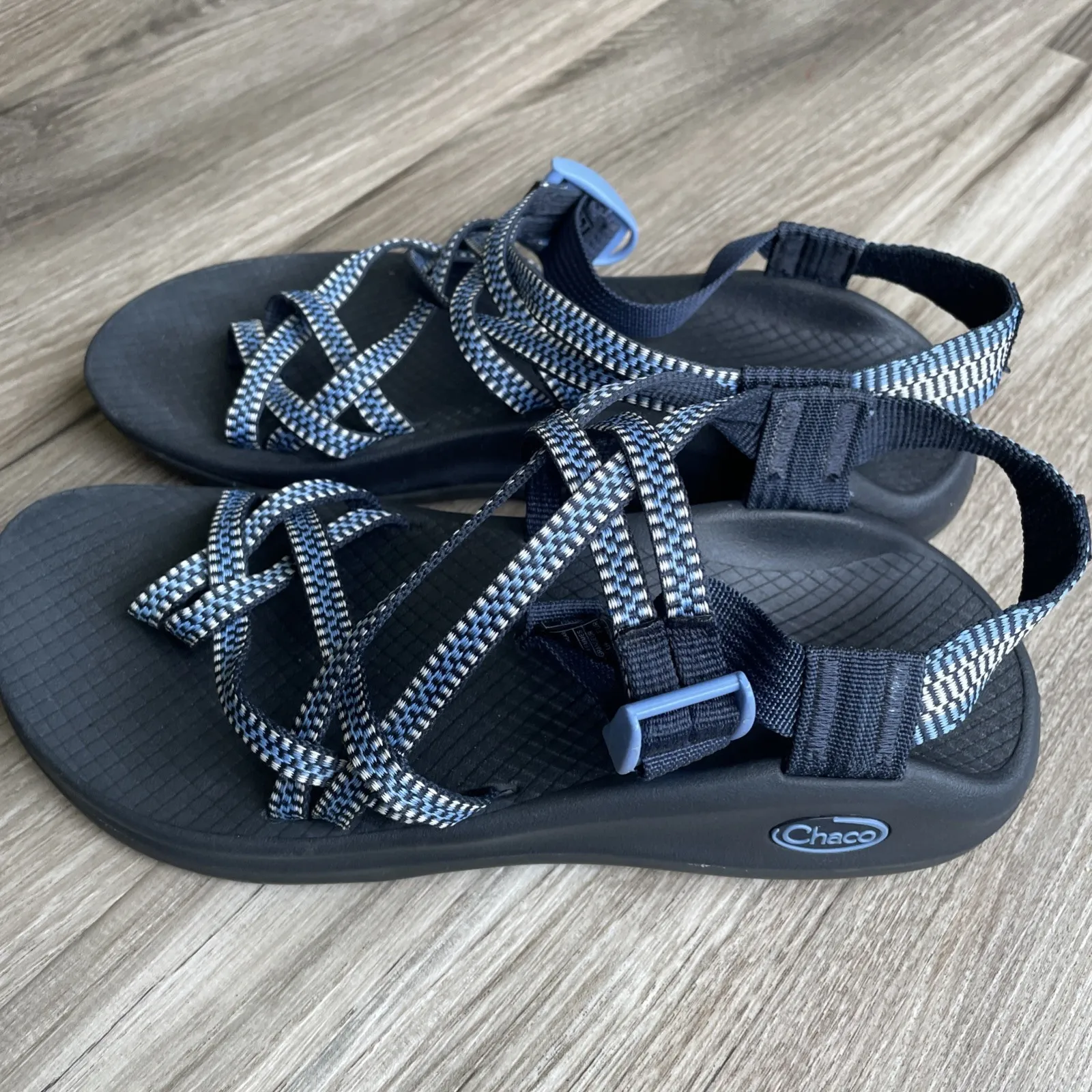 Chaco Women's Z Eddy X2‎ Eclipse Blue Woven Sandals sz 8 Walking Granola Hippie - Image 2