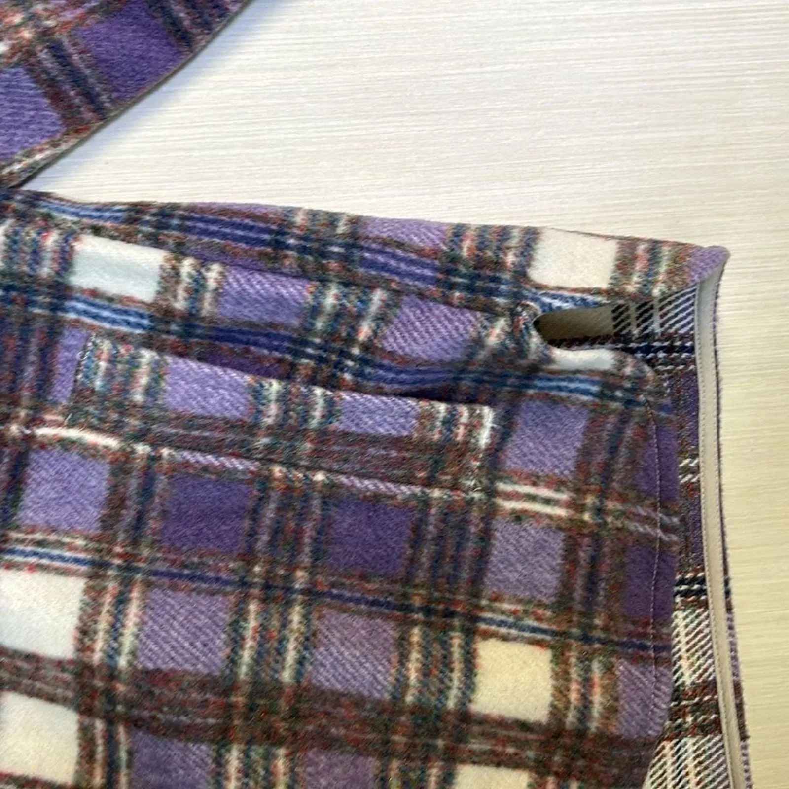 Sky To Moon Womens Shirt Shacket Sz S Purple Plaid Button Down Long Sleeve NEW - Image 3