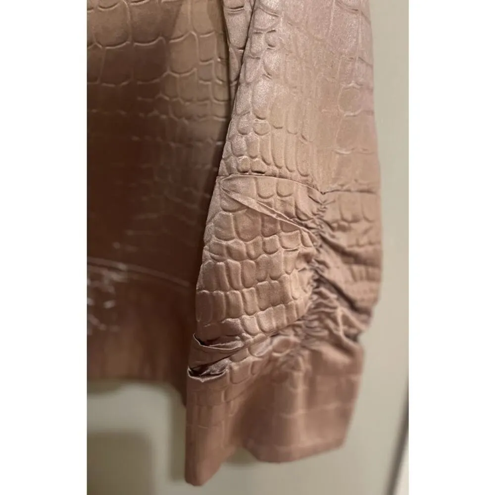 Elegantissimo Firenze Embossed Leather Look Jacket Size 10 Brown - Image 7