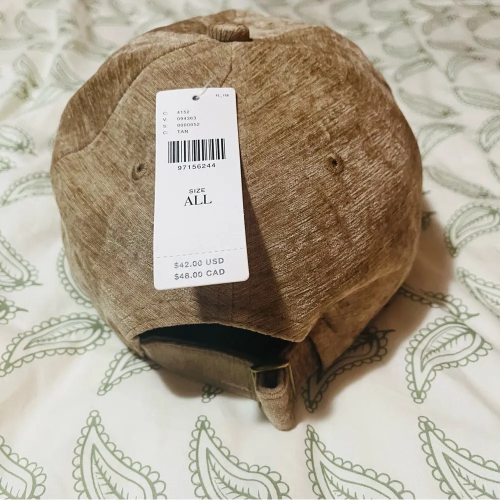 Anthropologie Corduroy Sports Club Baseball Cap Palm Springs Tan Green OS NWT - Image 5