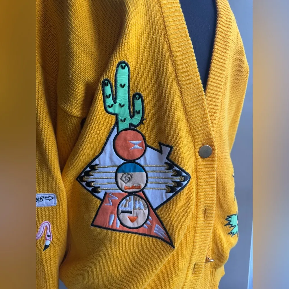 Vintage 1990 IB Diffusion city destination patch oversized cardigan, size small - Image 8