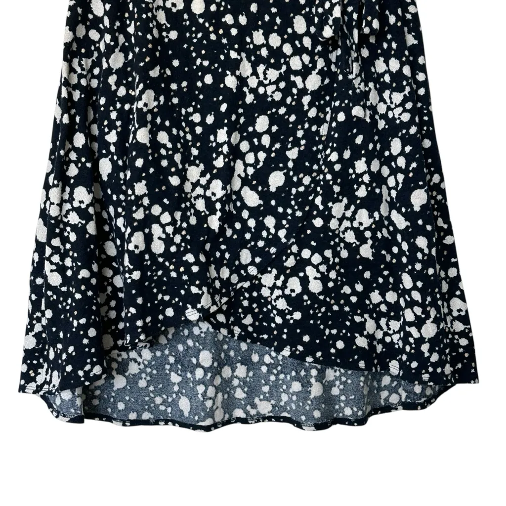 Maeve Faux Wrap Navy Confetti Knot polka dot feminine Skirt M - Image 9