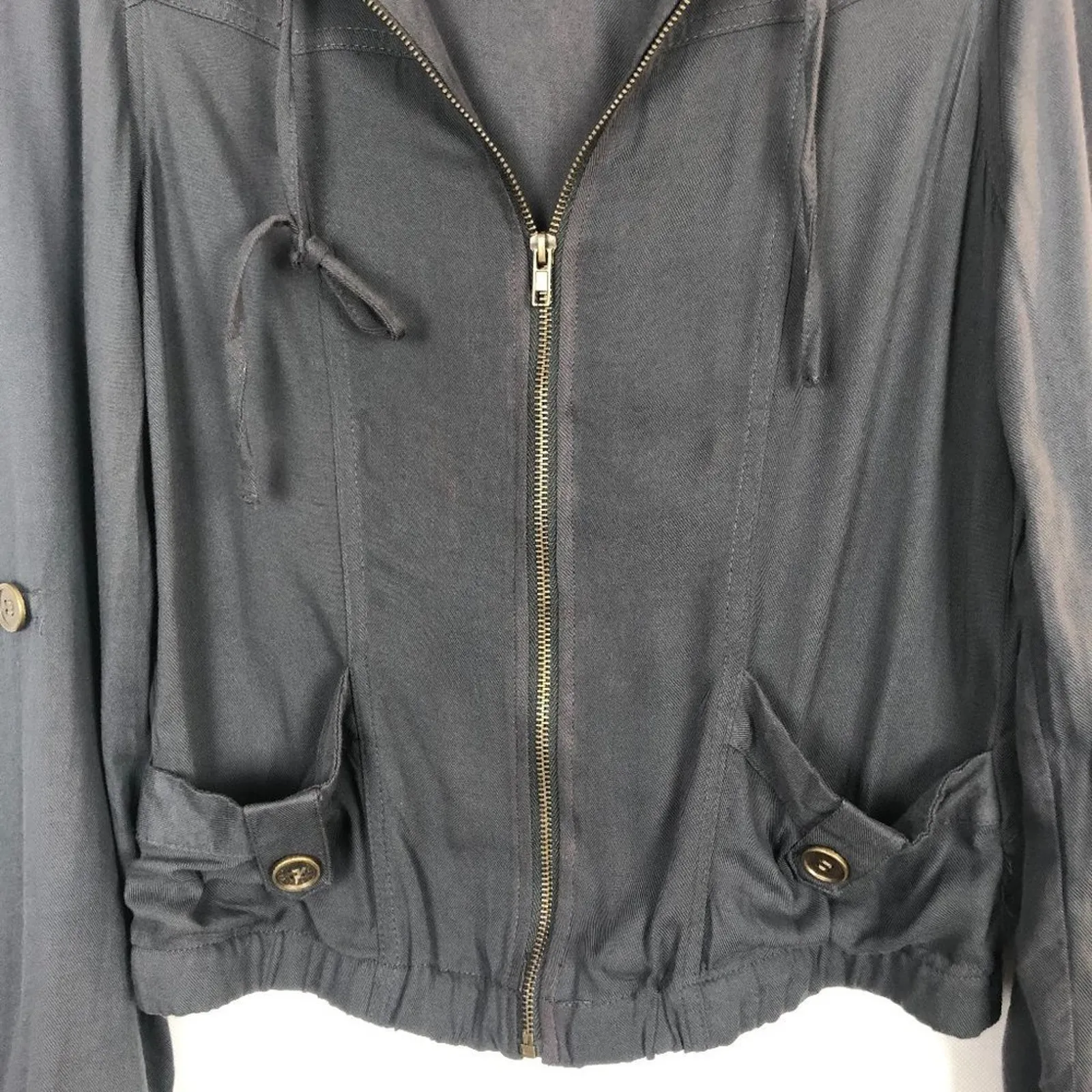 Active Basic Long Sleeve Hooded Full Zip Jacket Size M - Image 4