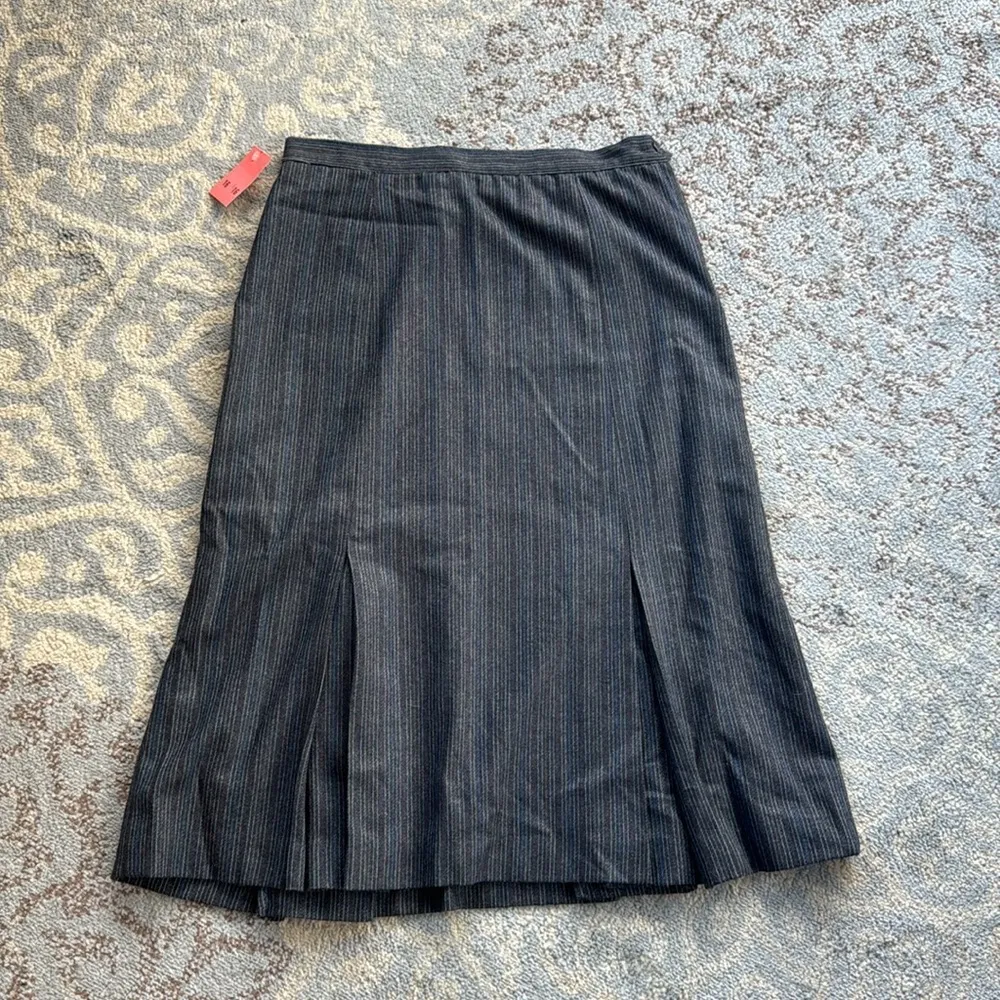 Vintage Gilmor Pinstripe Skirt Suit Set Gray 16 - Image 2