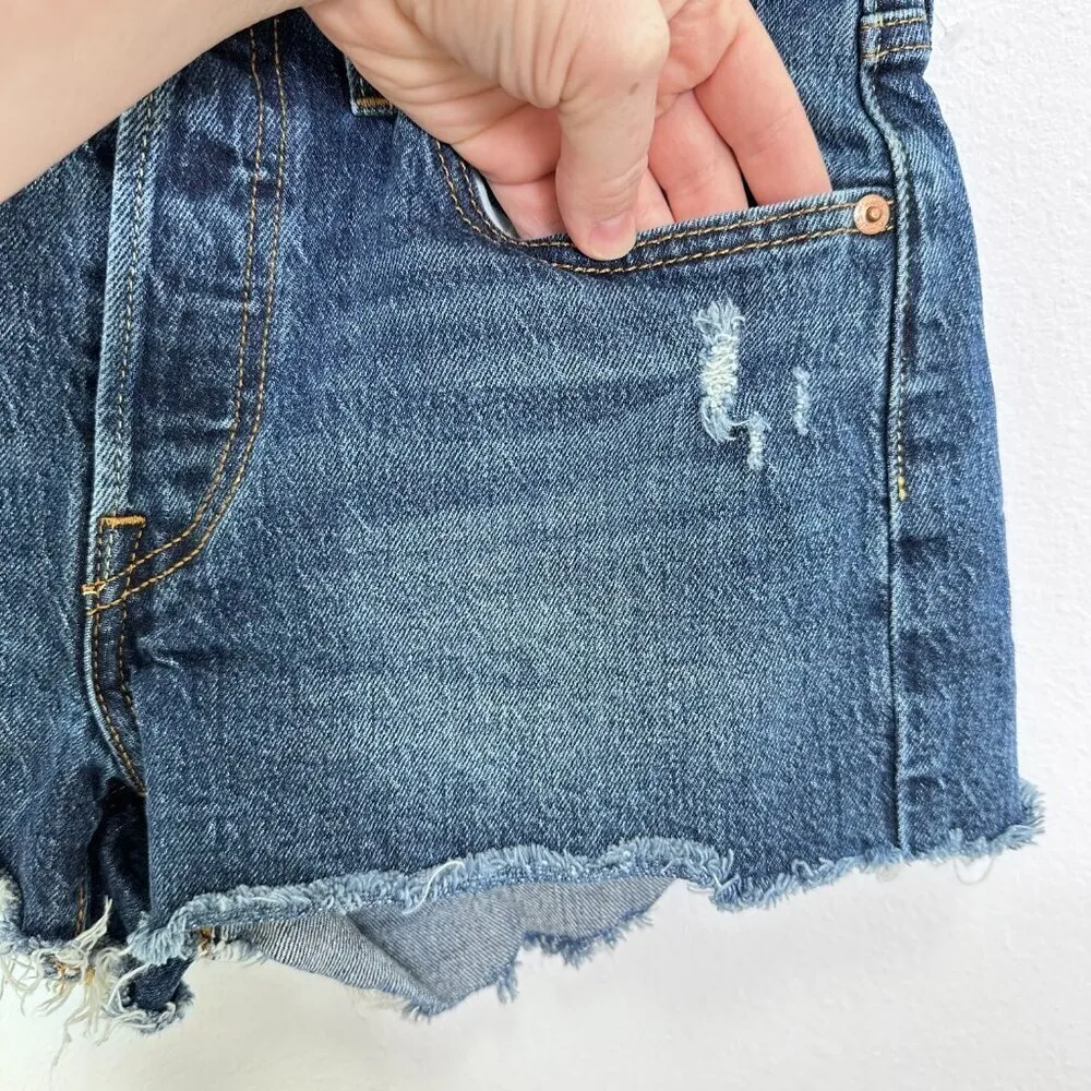 Levi's‎ 501 Denim Jean Shorts Cut Off Dark Wash Women's Size 26 - Image 4