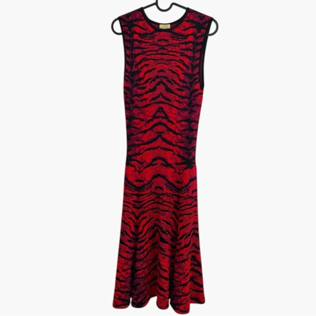 REVOLVE FAVORITE | Torn by Ronny Kobo Malu Tiger Red Black Jacquard knit Dress S - Image 4