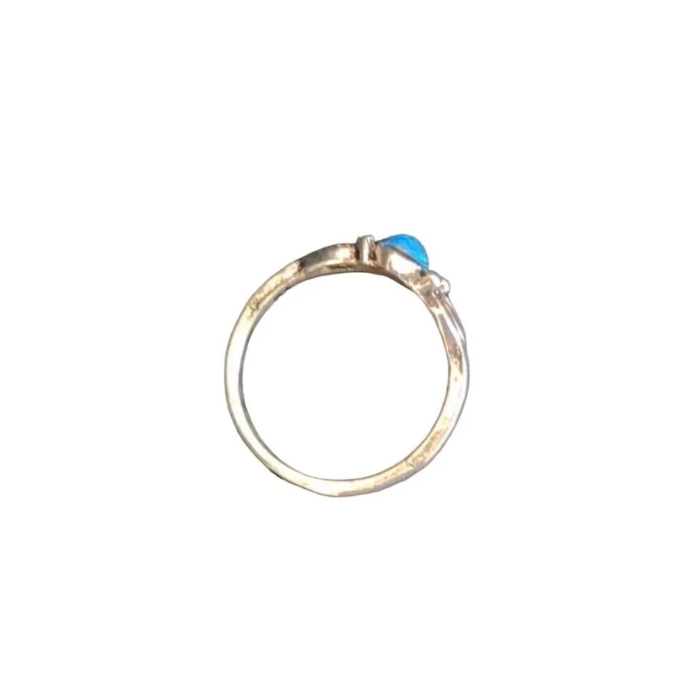 Blue Marquise Cut Silver Minimalist Ring 7.5 - Image 4