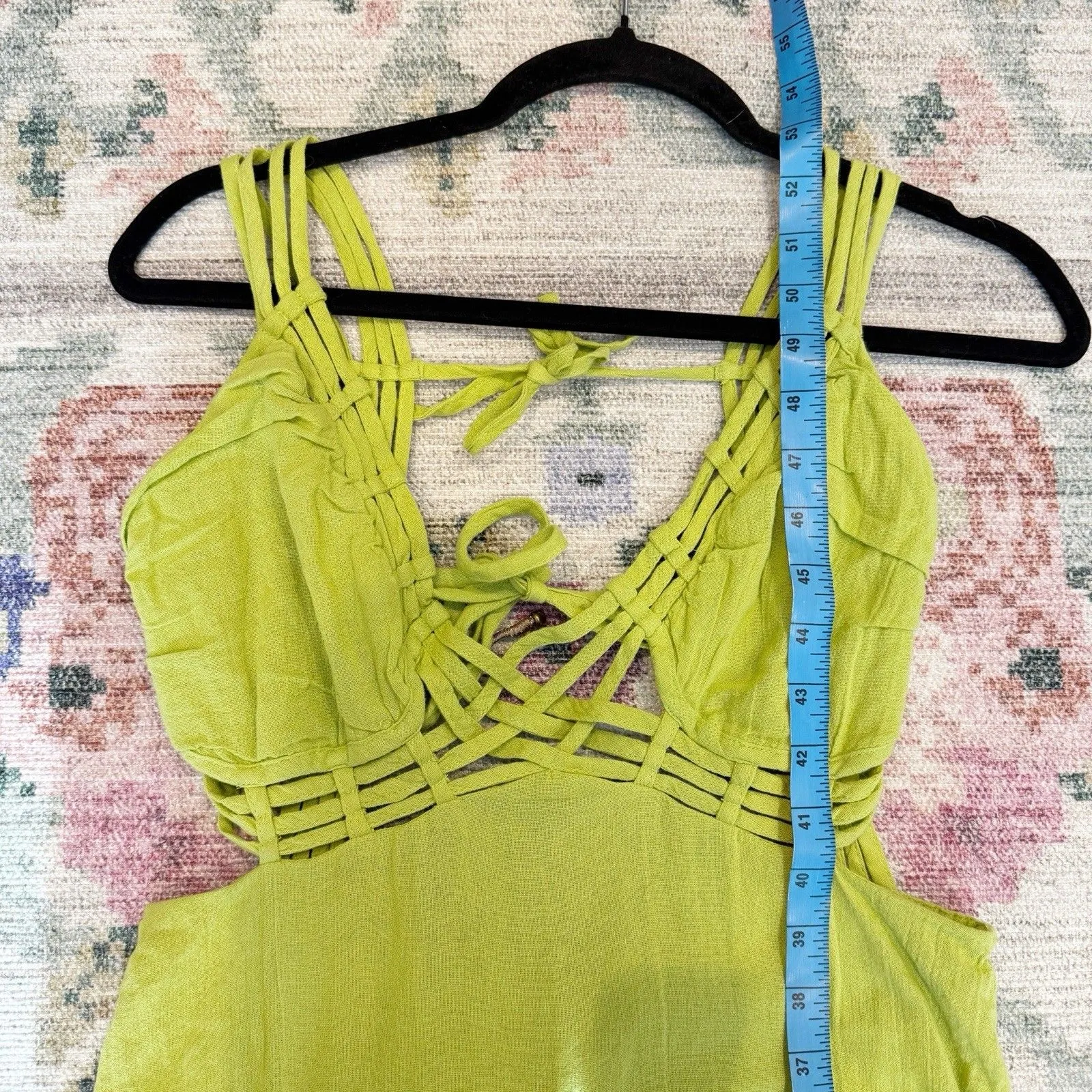 Free People Womens Tiered Maxi Dress Sz XS Open Back Flowy Resort Beach Strappy - Image 9