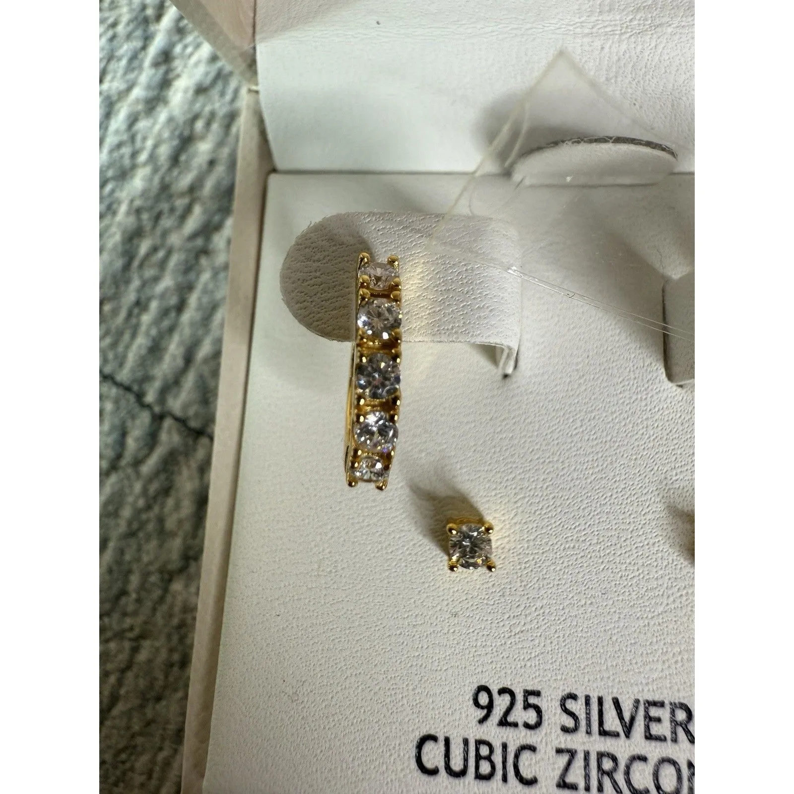 NIB Rachel Ashwell 925 Sterling Silver Vermeil Cubic Zirconia Earrings Set - Image 4