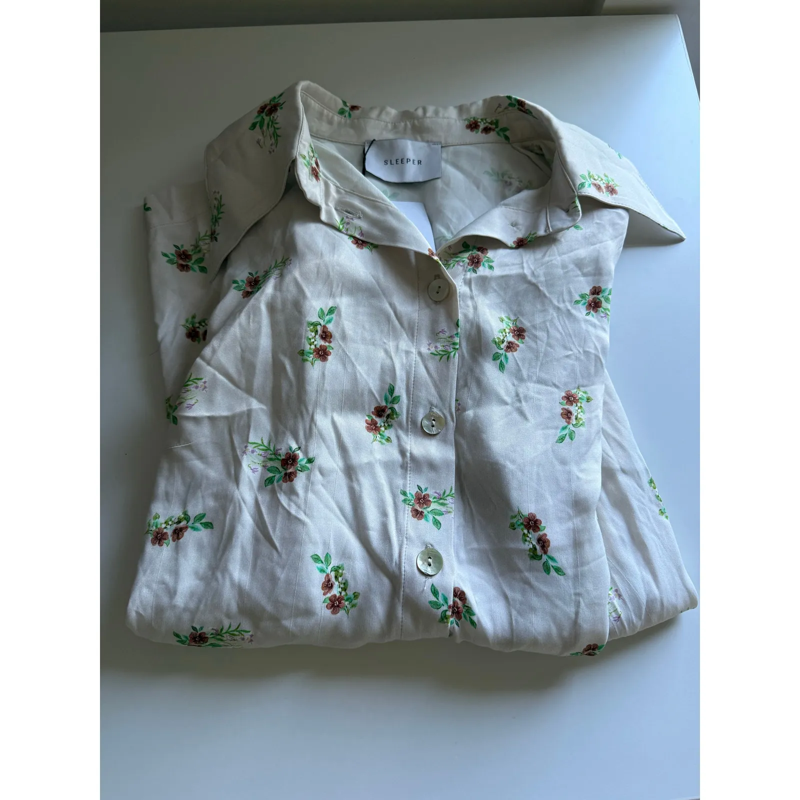 $226 New Sleeper Beige Blossom Shirt - Small - Image 10