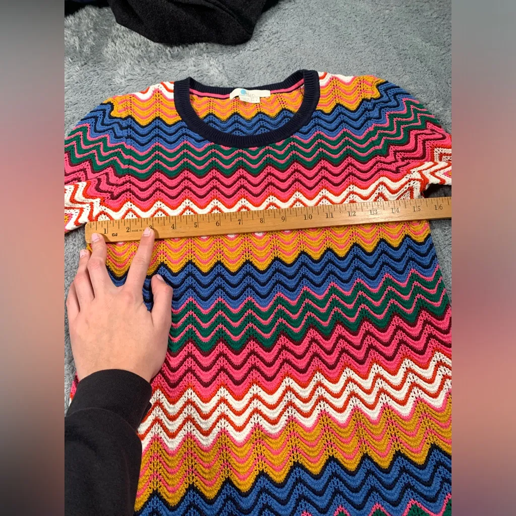 Boden Colorful Chevron Knit Sweater 8 Red - Image 5