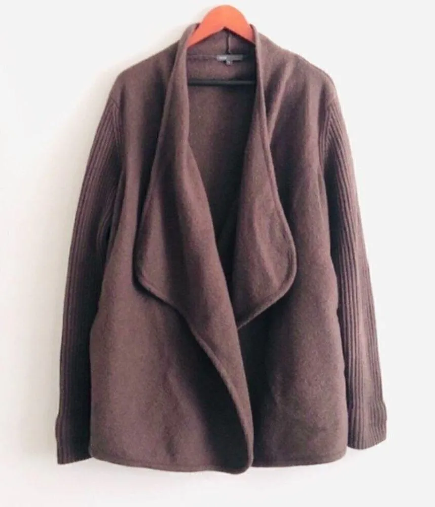 Vince Jacket Size L Thick Wool Open Front Brown Sugar Warm Cozy Neutral Earth - Image 6
