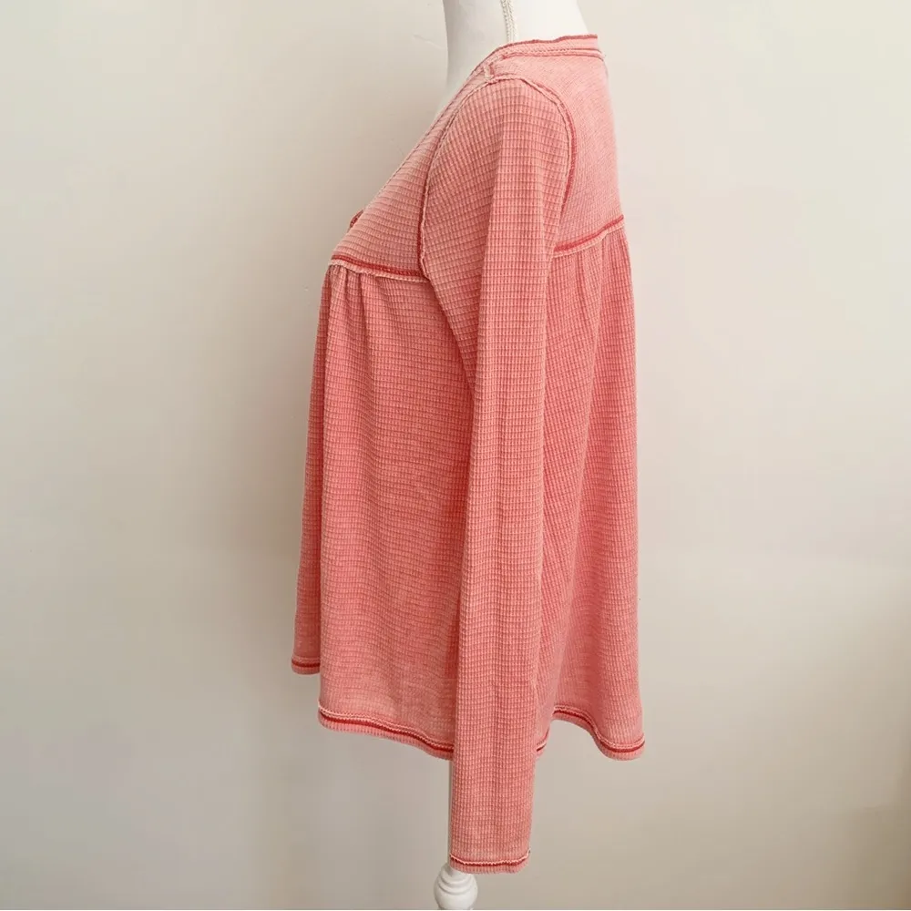 We The Free Kai Henley Waffle Knit Oversized Swing Top Size S - Image 7