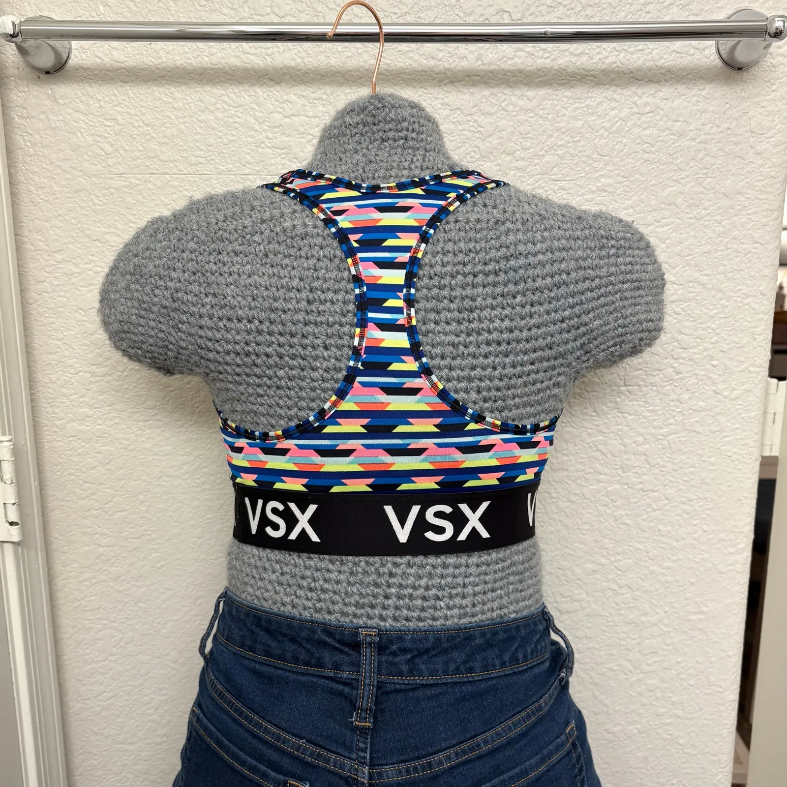 VSX Sport Multicolored Racerback 2 Layer No Padding Sports Bra L - Image 4