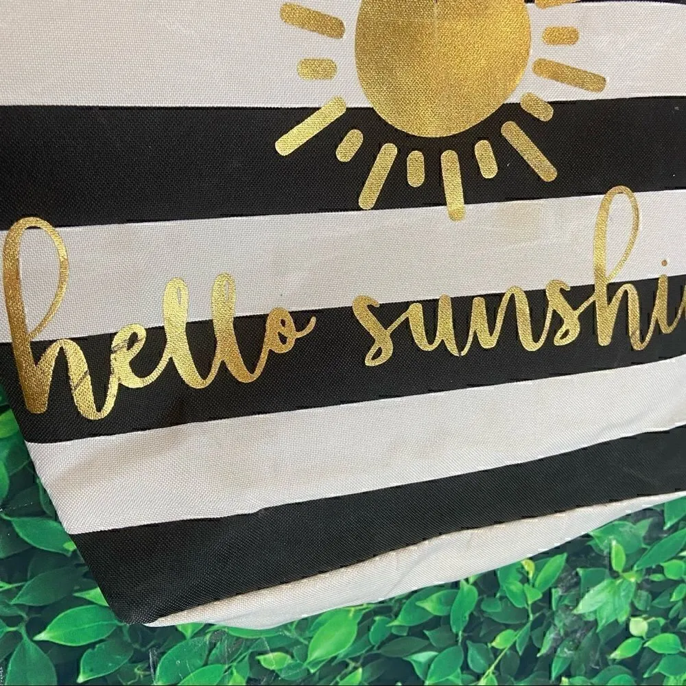 Beach / pool hello sunshine striped tote Black - Image 9