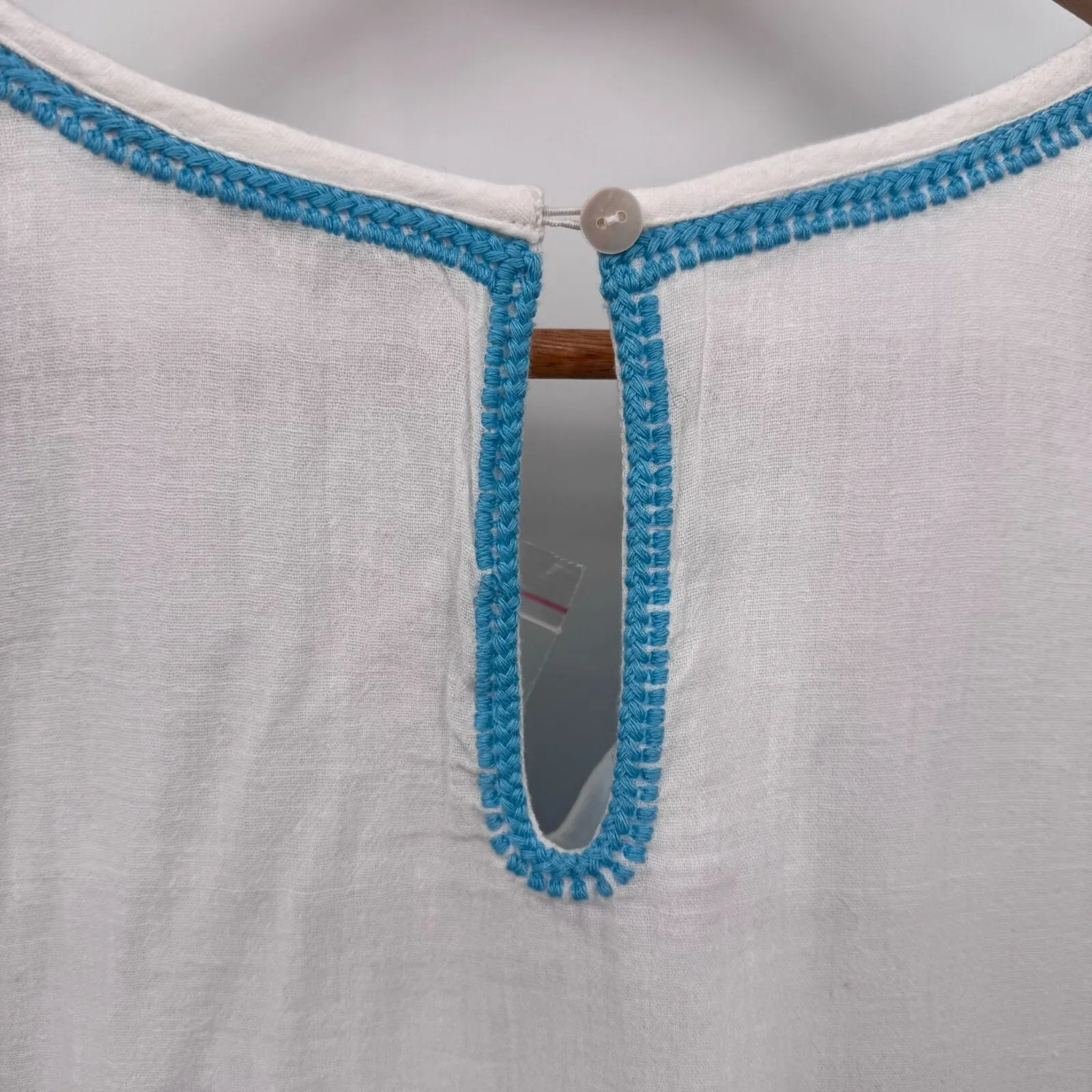 Soft Surroundings Juniper Dress Womens XS Petite White‎ Blue Embroidered NEW - Image 12