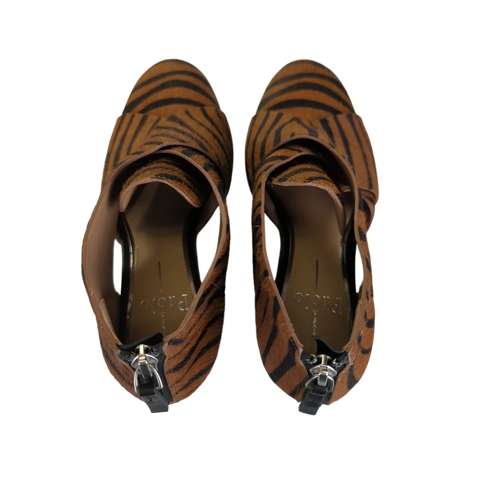 Linea Paolo Faith Wedge Sneaker Calf Hair Women's Size‎ 6.5 Cutout Animal Print Brown - Image 6