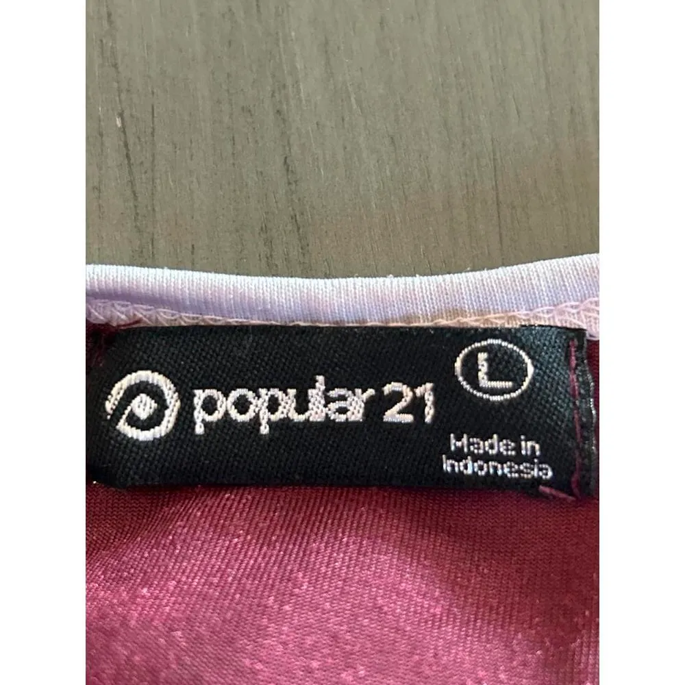 Popular 21 Women's Tank Top Size L Velvet Burgundy Cropped - Image 3