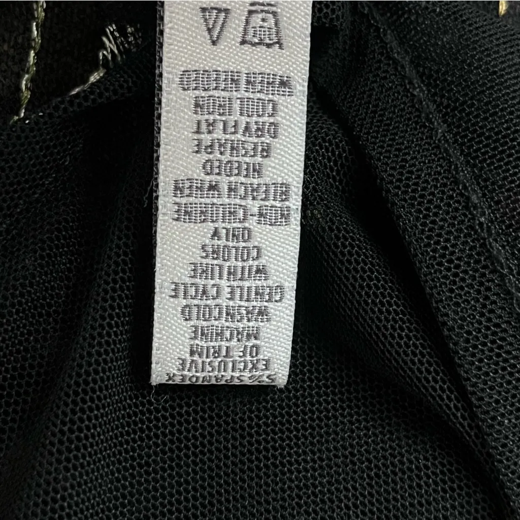 American Rag Black Mesh Sheer Embroidered Peplum Top M Witchy Goth Dark Coquette - Image 7