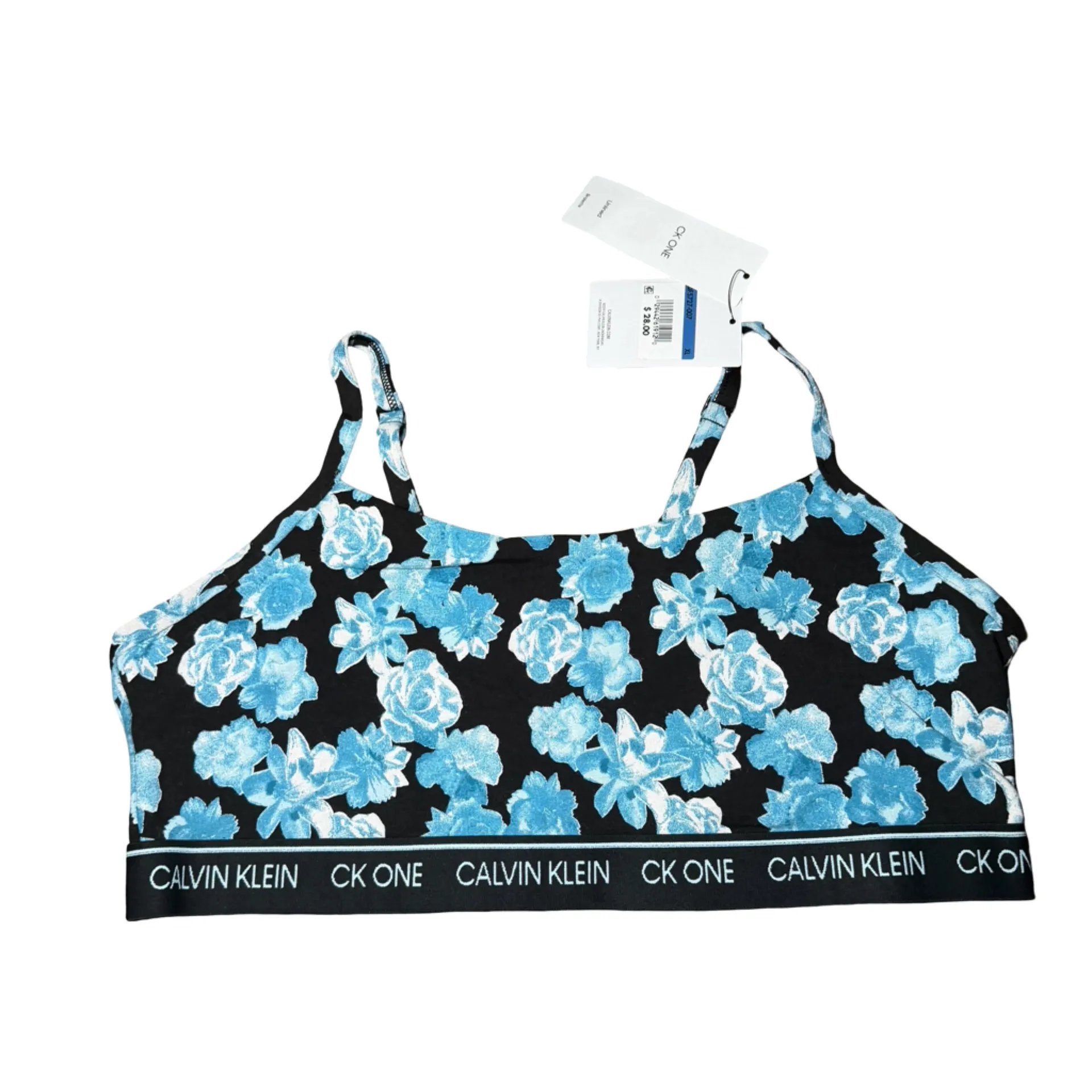 Calvin Klein CK One Cotton Unlined Bralette Frances Floral Black QF5727 Sz XL - Image 5