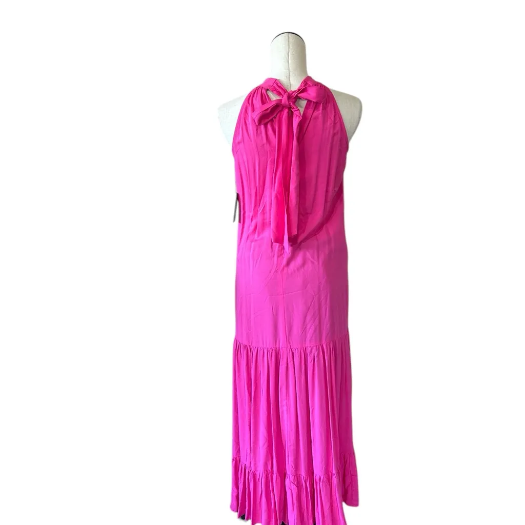 NWT Vince Camuto Oscar Bow Back Tiered Maxi Dress X-Small, HOT PINK - Image 5