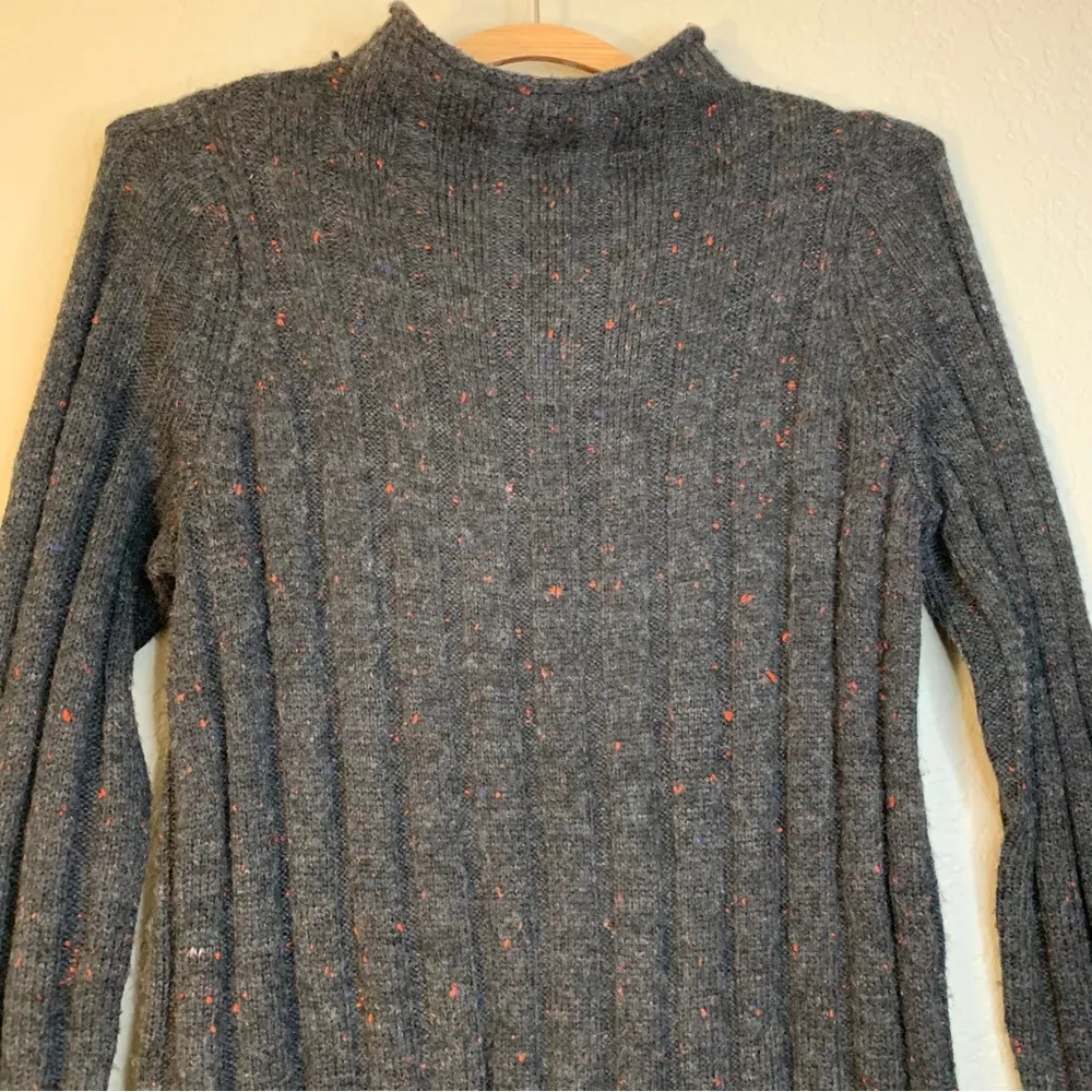 Madewell Ribbed Sweater Dress Rolled Mock Neck Donegal Dark Gray Size S - Image 3