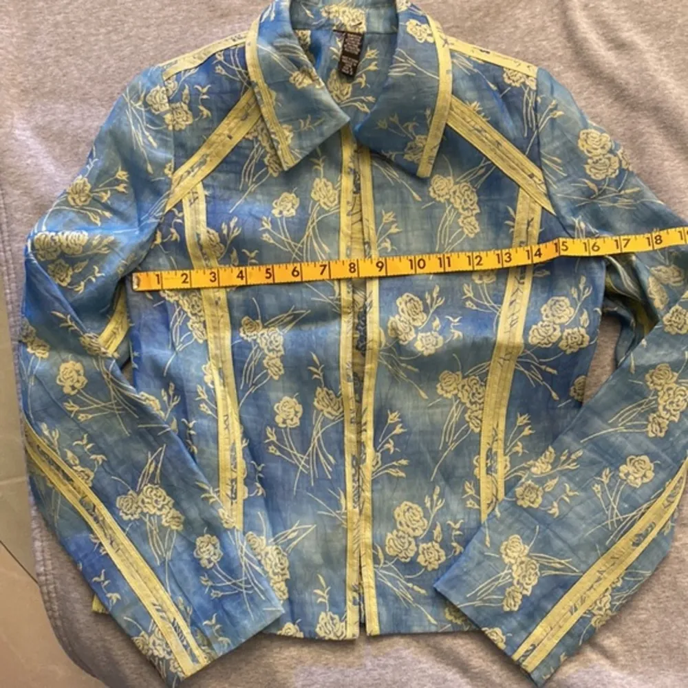 Blue & green flower design blazer​ Size XS - Image 10