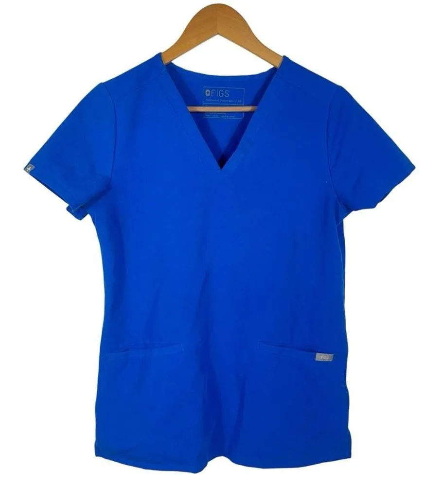 FIGS  Casma Three-Pocket Scrub Top Royal Blue Size XS - Image 3