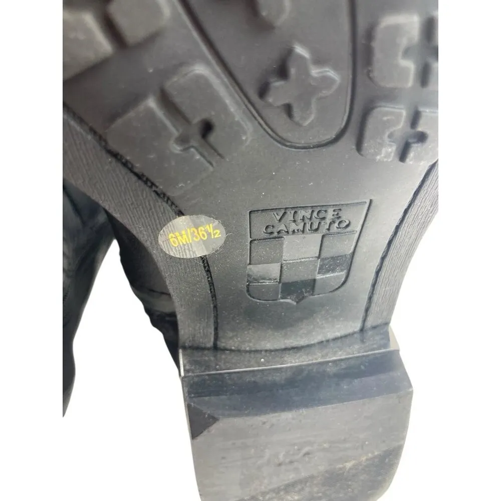 Vince Camuto Pordalia Boots Womens Size 6 Black Leather Quilted Knee High Luxury - Image 15