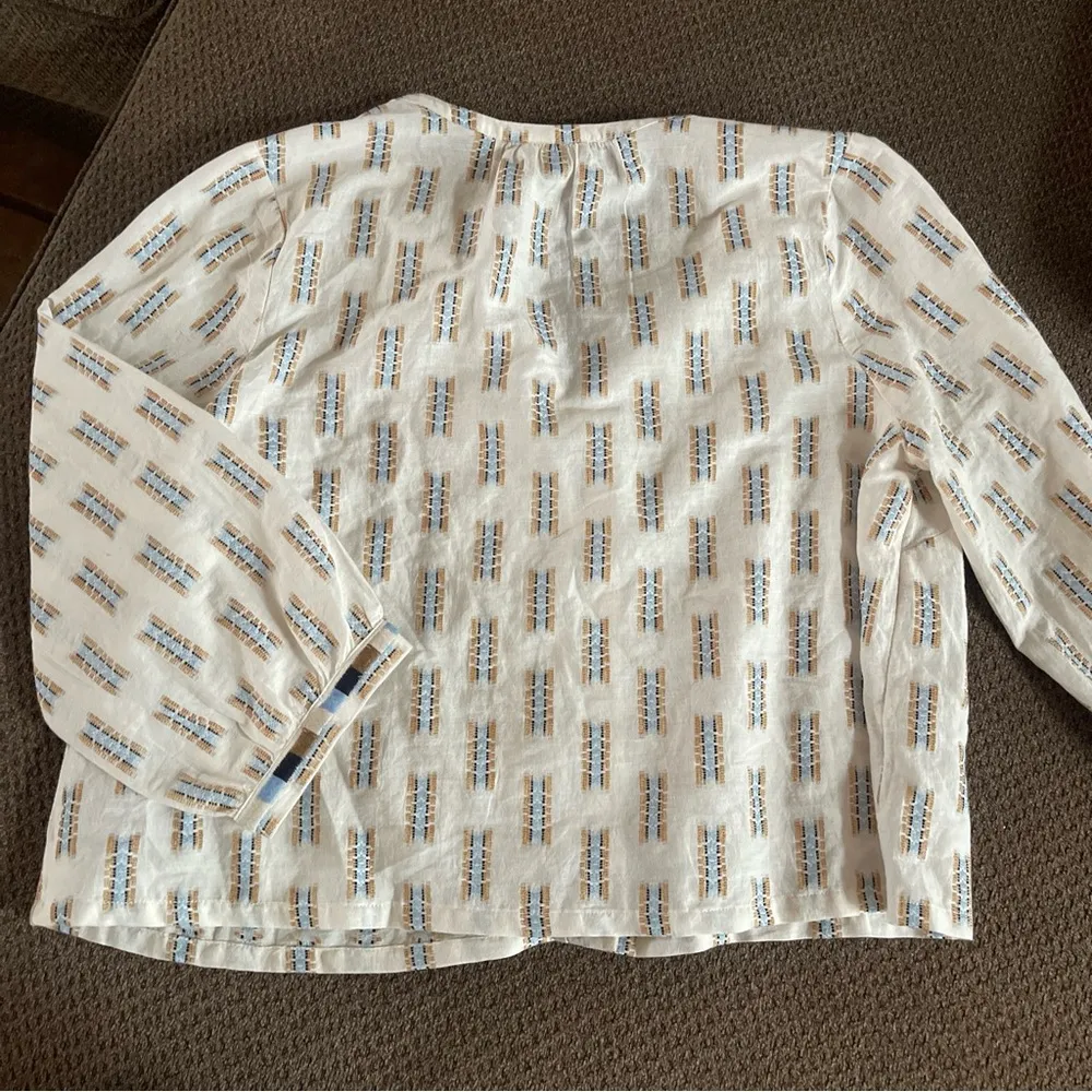 J Jill Pure Jill Top Womens L Tall Embroidered V-Neck Popover Blouse Lagenlook - Image 5