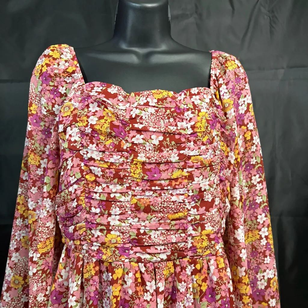 Crystal Doll Floral Mini Dress in Pink and Yellow M - Image 6